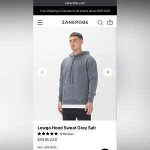 Zanerobe Lowgo Hood Sweat Grey Salt
